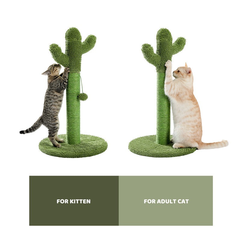 Cactus Cat Tower with Sisal Covered Scratching Post, Plush Perches and Fluffy Balls for Indoor Cats