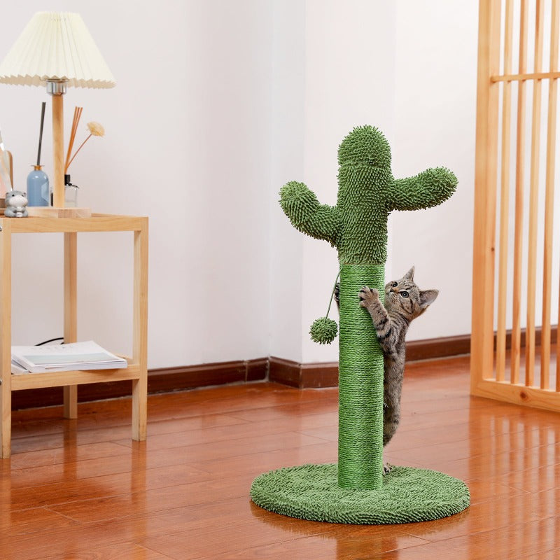 Cactus Cat Tower with Sisal Covered Scratching Post, Plush Perches and Fluffy Balls for Indoor Cats