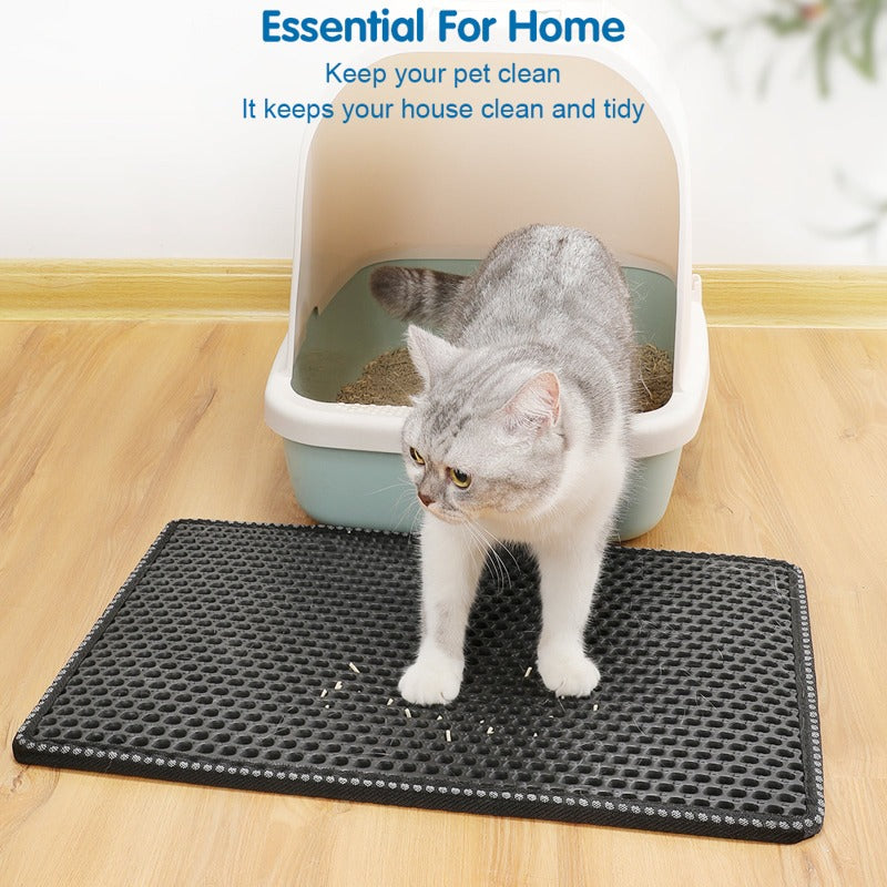 Cat Litter Mat, Double Layer Mats 21" x 14"  Black