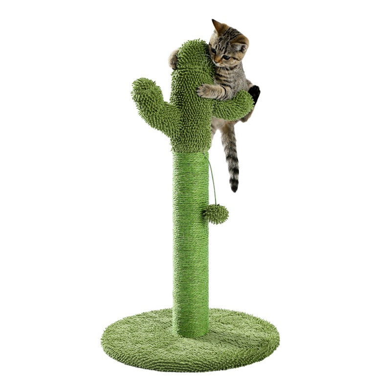 Cactus Cat Tower with Sisal Covered Scratching Post, Plush Perches and Fluffy Balls for Indoor Cats