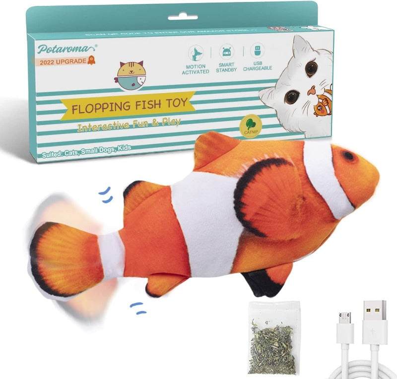 Flopping Fish Cat Toy with SilverVine and Catnip 10.5"