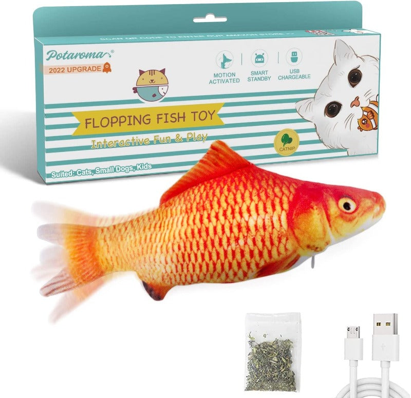 Flopping Fish Cat Toy with SilverVine and Catnip 10.5"