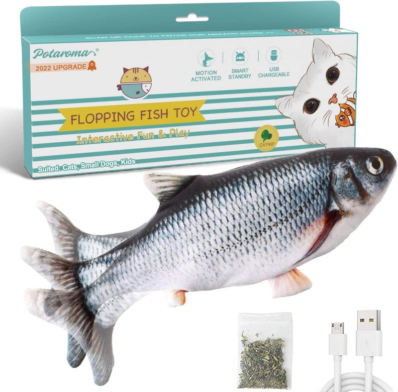 Flopping Fish Cat Toy with SilverVine and Catnip 10.5"