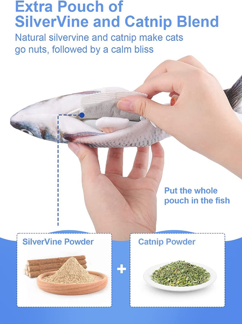 Flopping Fish Cat Toy with SilverVine and Catnip 10.5"