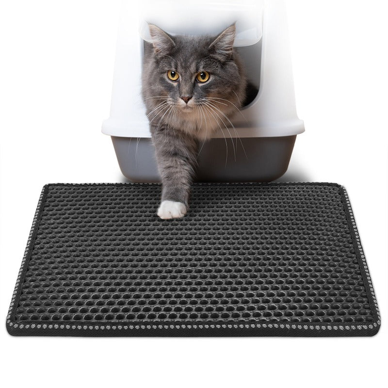 Cat Litter Mat, Double Layer Mats 21" x 14"  Black